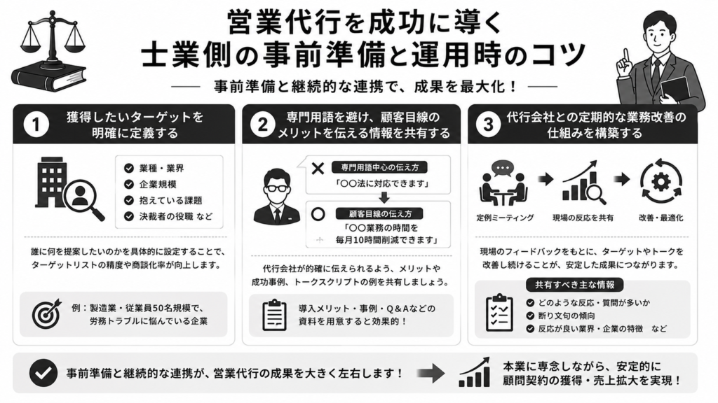 営業代行を成功に導く士業側の事前準備と運用時のコツ