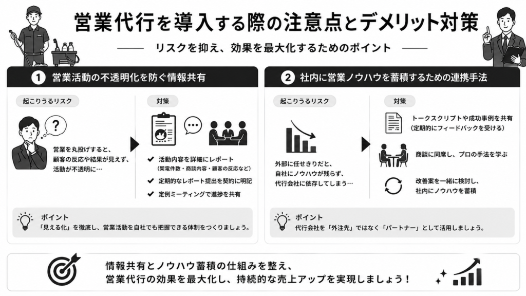 営業代行を導入する際の注意点とデメリット対策