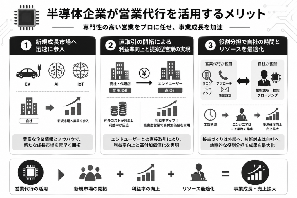 半導体企業が営業代行を活用するメリット
