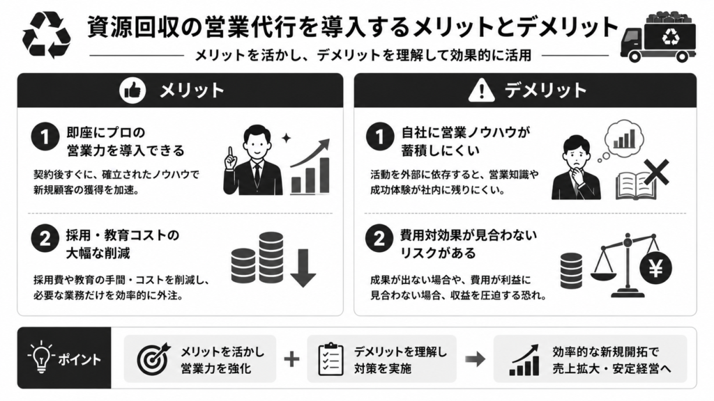 資源回収の営業代行を導入するメリットとデメリット