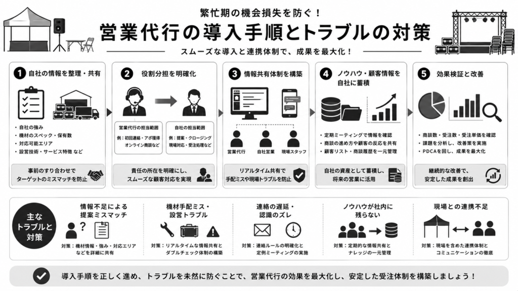 営業代行の導入手順とトラブルの対策