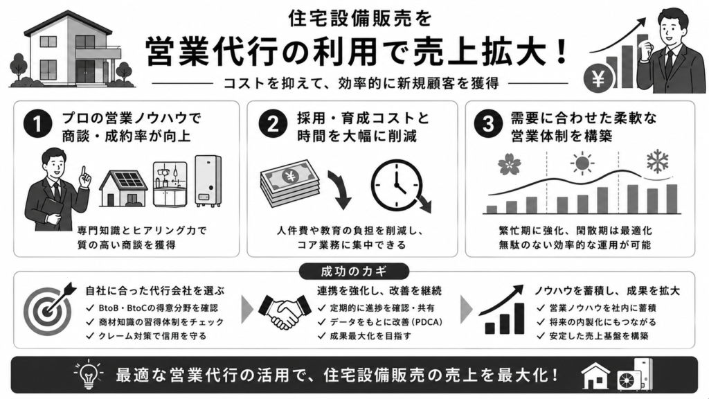 住宅設備販売を営業代行の利用で売上拡大!委託する理由とおすすめ企業を紹介