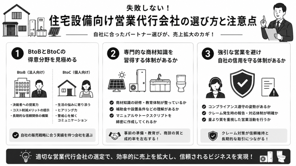 失敗しない!住宅設備向け営業代行会社の選び方と注意点
