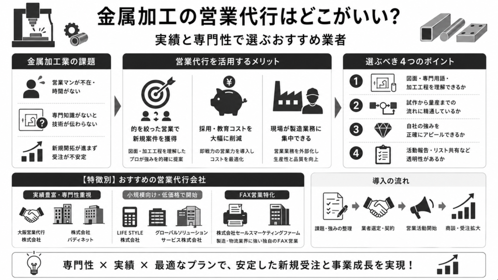金属加工の営業代行はどこがいい?実績と専門性で選ぶおすすめ業者