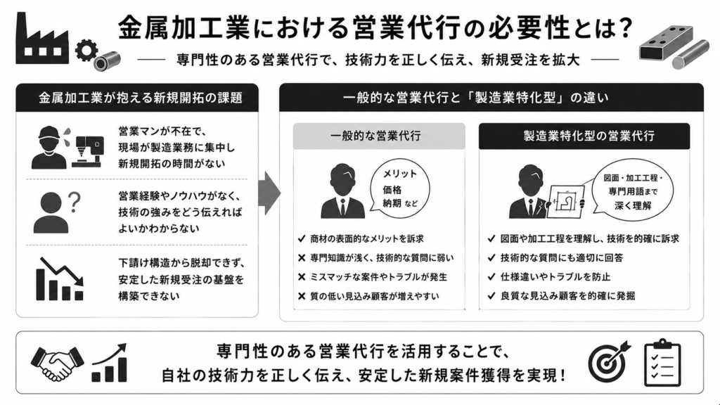 金属加工業における営業代行の必要性とは?