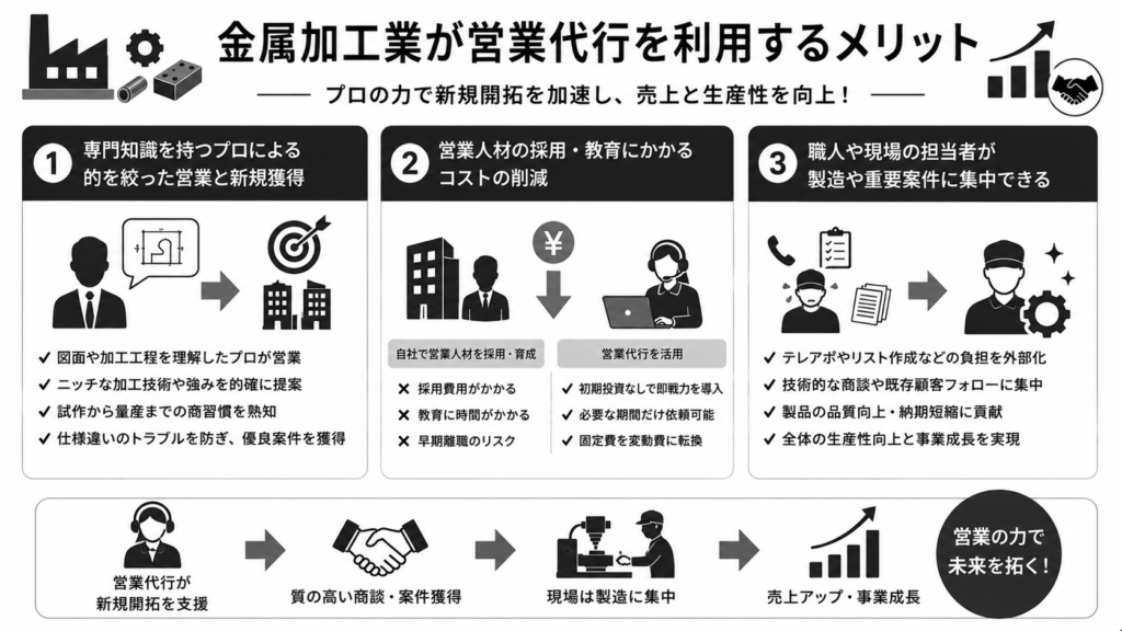 金属加工業が営業代行を利用するメリット