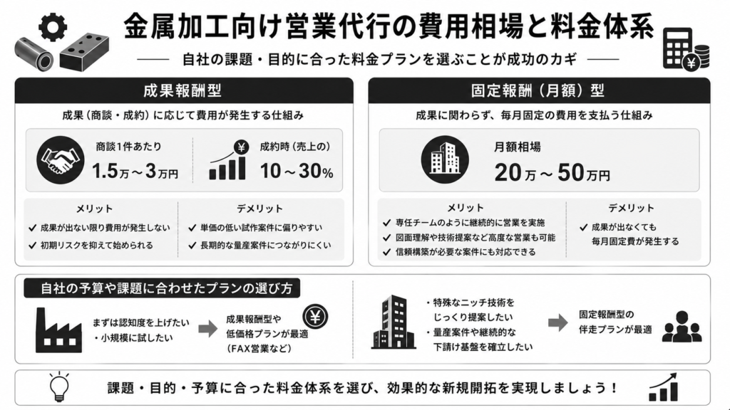 金属加工向け営業代行の費用相場と料金体系