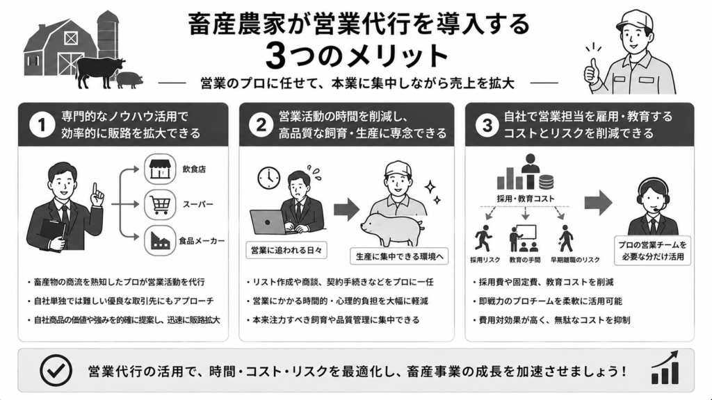 畜産農家が営業代行を導入する3つのメリット