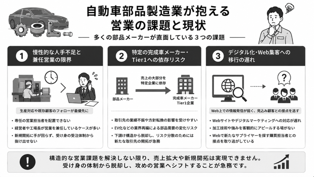 自動車部品製造業が抱える営業の課題と現状