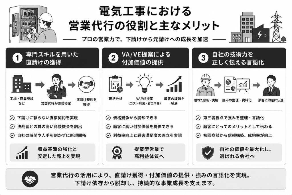 電気工事における営業代行の役割と主なメリット