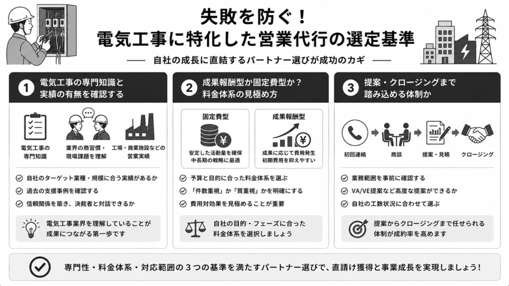 失敗を防ぐ電気工事に特化した営業代行の選定基準