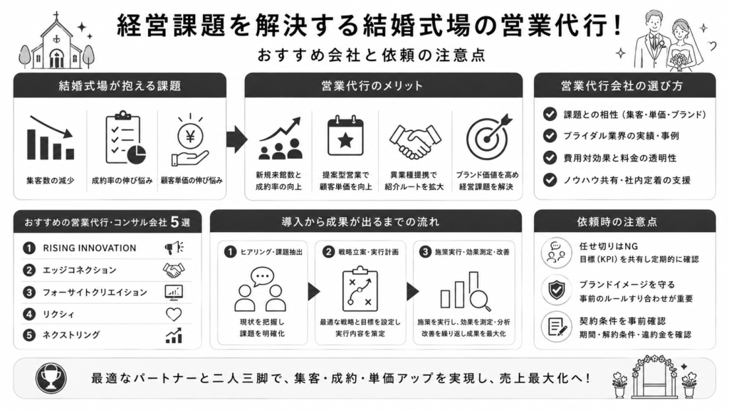 経営課題を解決する結婚式場の営業代行!おすすめ会社と依頼の注意点