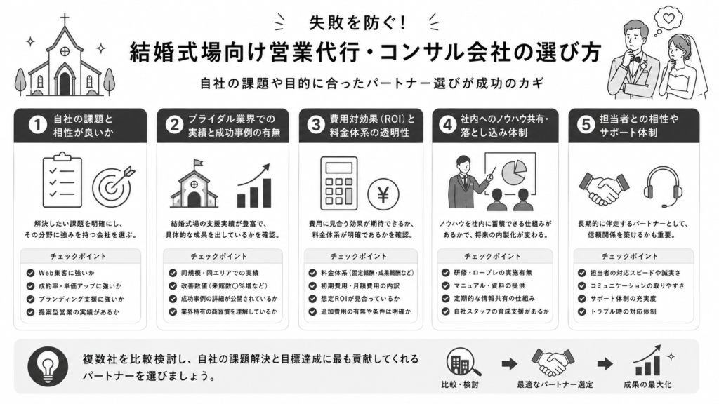 失敗を防ぐ!結婚式場向け営業代行・コンサル会社の選び方