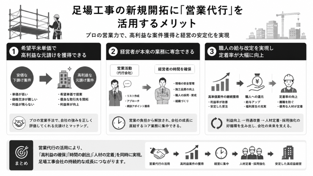 足場工事の新規開拓に「営業代行」を活用するメリット