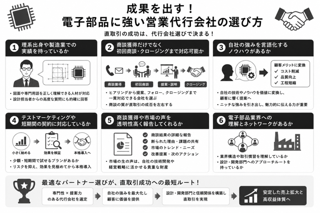 成果を出す!電子部品に強い営業代行会社の選び方