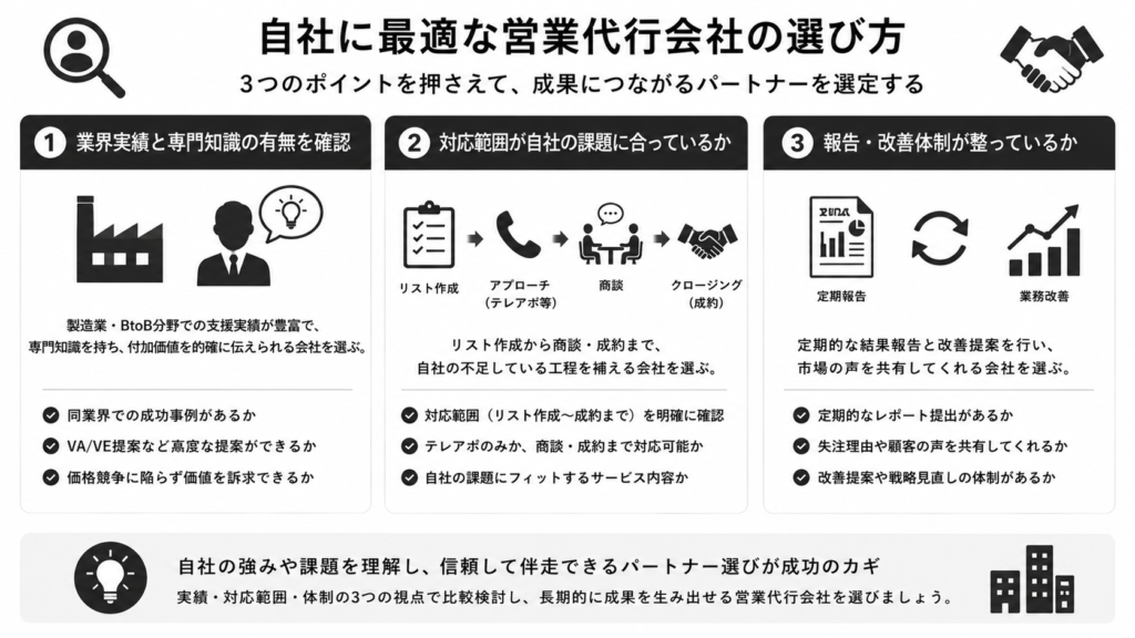自社に最適な営業代行会社の選び方