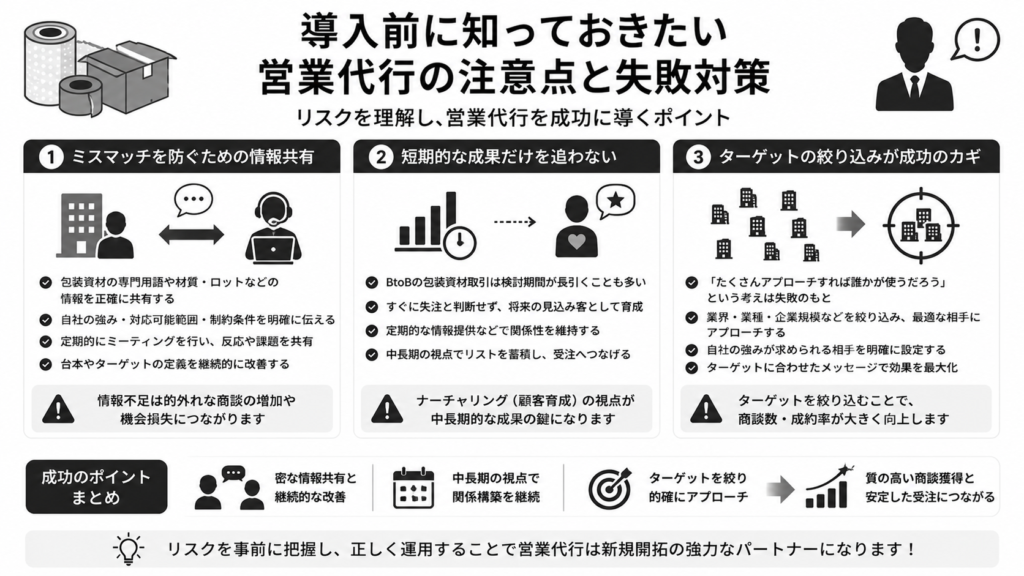 導入前に知っておきたい営業代行の注意点と失敗対策