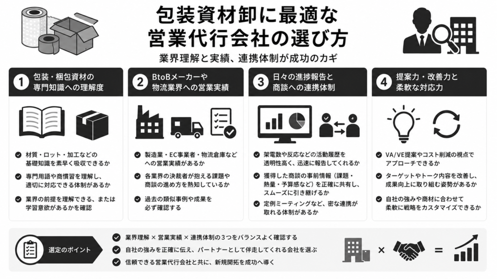 包装資材卸に最適な営業代行会社の選び方