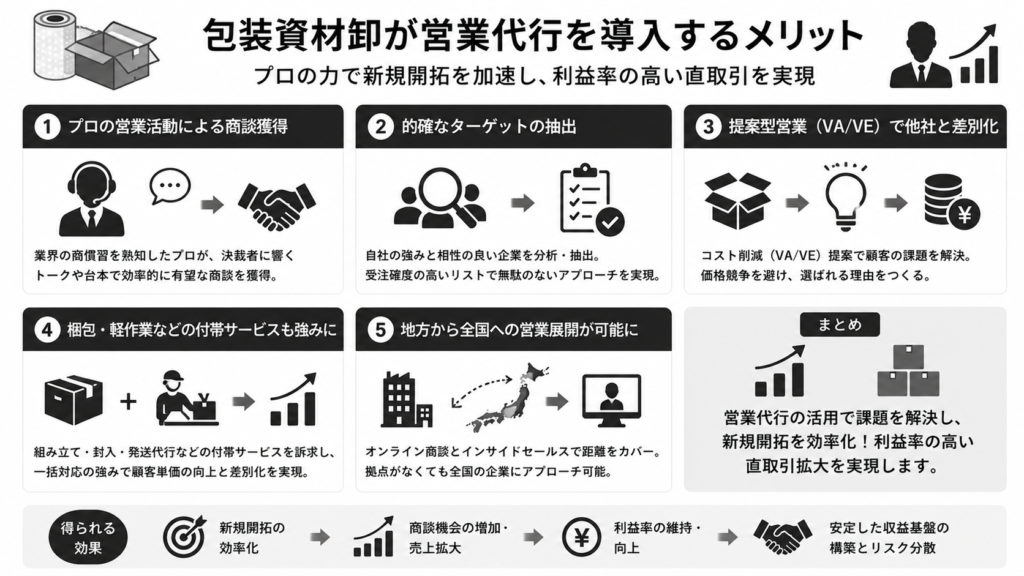 包装資材卸が営業代行を導入するメリット