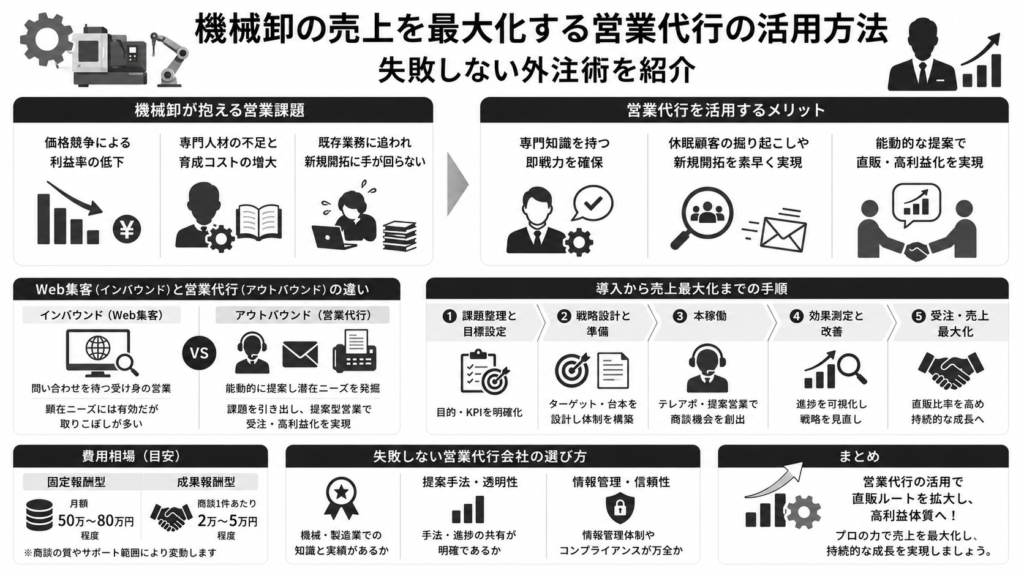 機械卸の売上を最大化する営業代行の活用方法｜失敗しない外注術を紹介