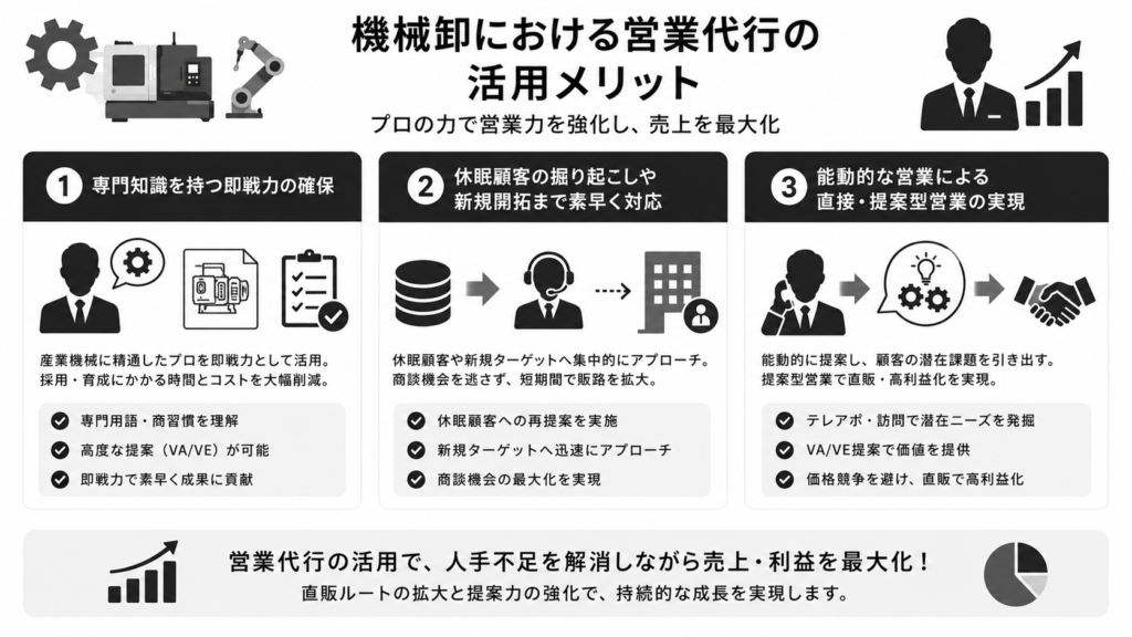 機械卸における営業代行の活用メリット
