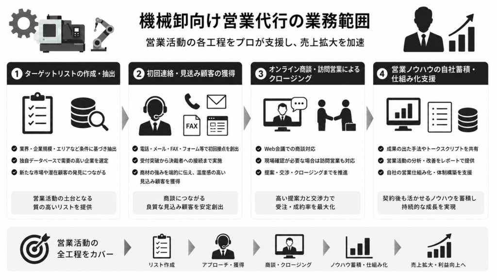 機械卸向け営業代行の業務範囲