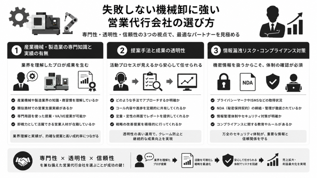 失敗しない機械卸に強い営業代行会社の選び方