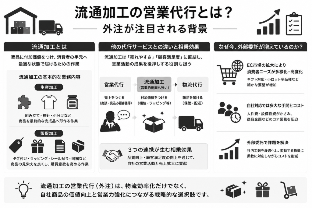 流通加工の営業代行とは？外注が注目される背景