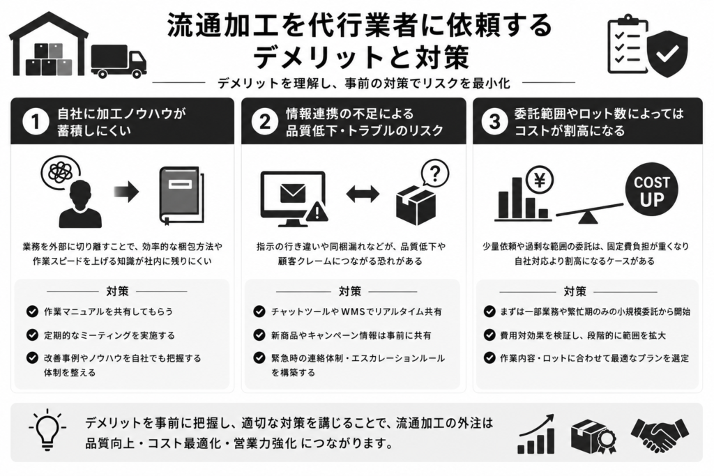 流通加工を代行業者に依頼するデメリットと対策