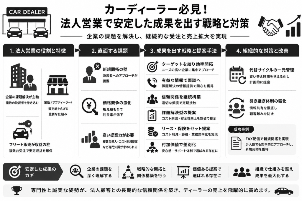 カーディーラー必見!法人営業で安定した成果を出す戦略と対策