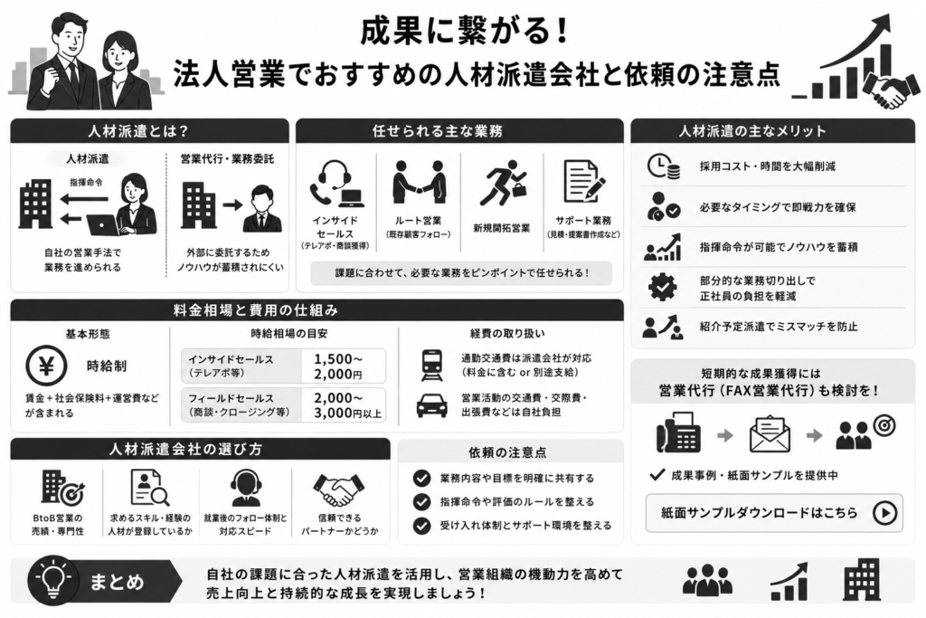 成果に繋がる!法人営業でおすすめの人材派遣会社と依頼の注意点