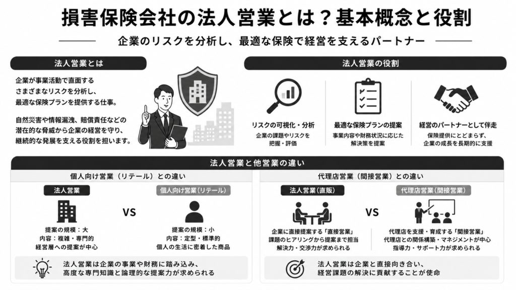 損害保険会社の法人営業とは?代理店営業との違いや仕事内容を解説