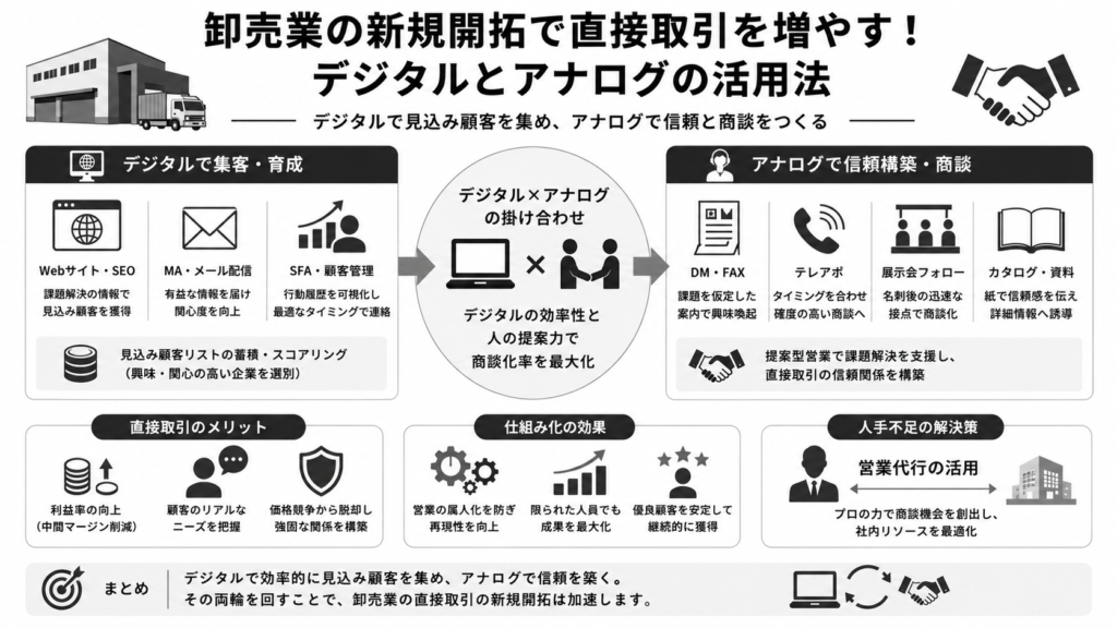 卸売業の新規開拓で直接取引を増やす!デジタルとアナログの活用法