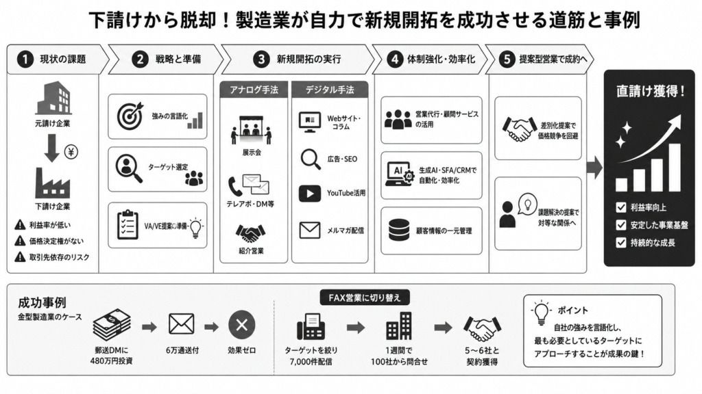 下請けから脱却!製造業が自力で新規開拓を成功させる道筋と事例