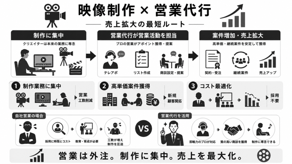 【映像制作向け】営業代行サービスおすすめ7選!料金相場と導入メリット