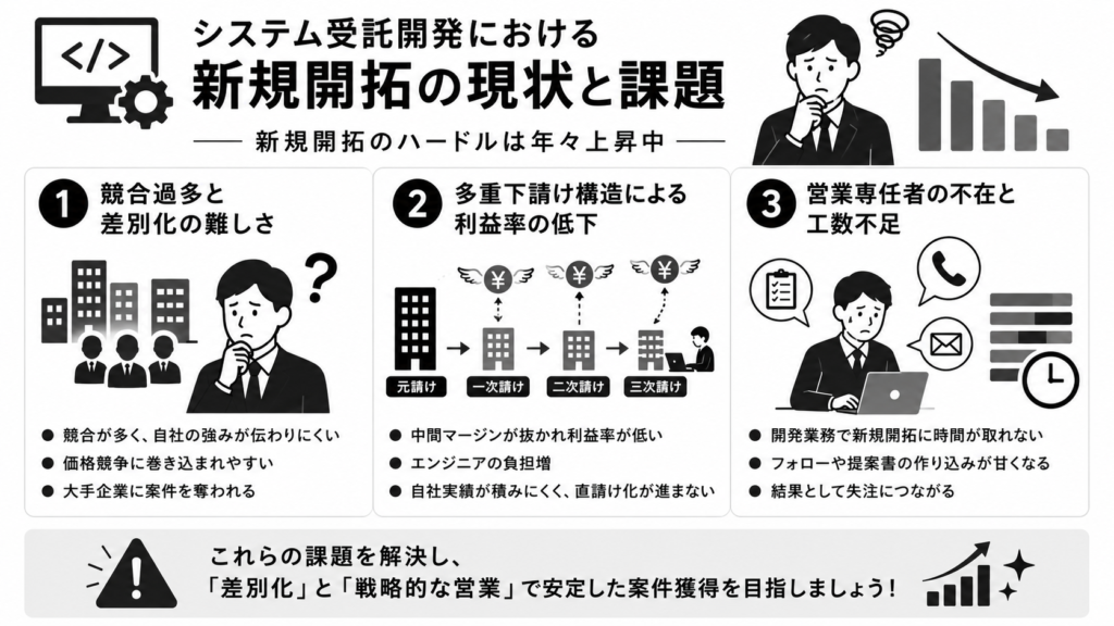 システム受託開発における新規開拓の現状と課題