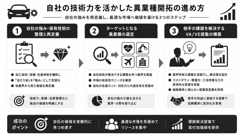 自社の技術力を活かした異業種開拓の進め方