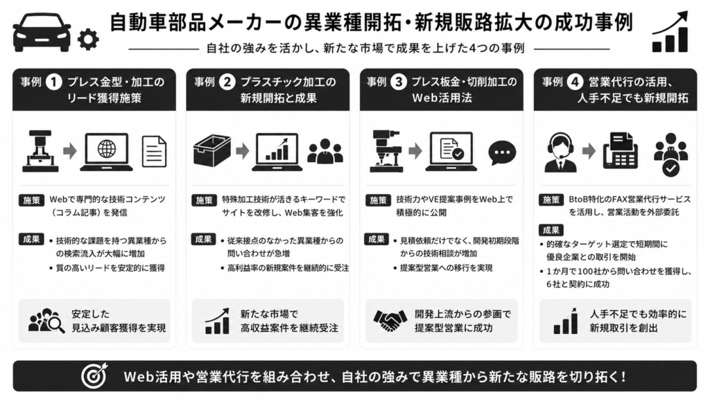 自動車部品メーカーの異業種開拓・新規販路拡大の成功事例