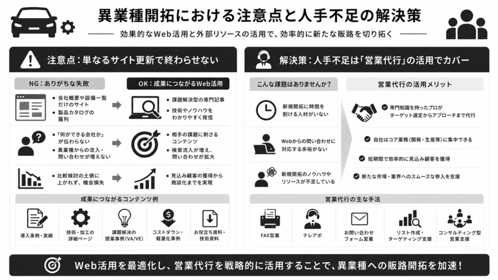 異業種開拓における注意点と人手不足の解決策
