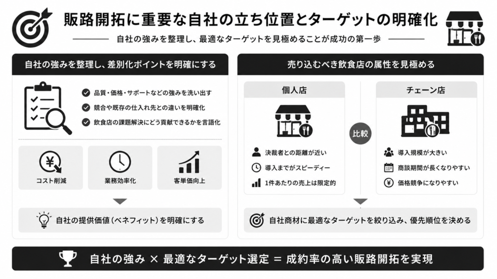 販路開拓に重要な自社の立ち位置とターゲットの明確化