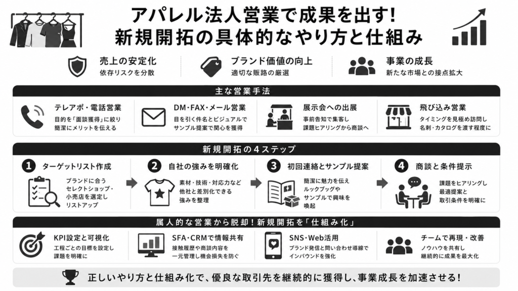 アパレル法人営業で成果を出す！新規開拓の具体的なやり方と仕組み