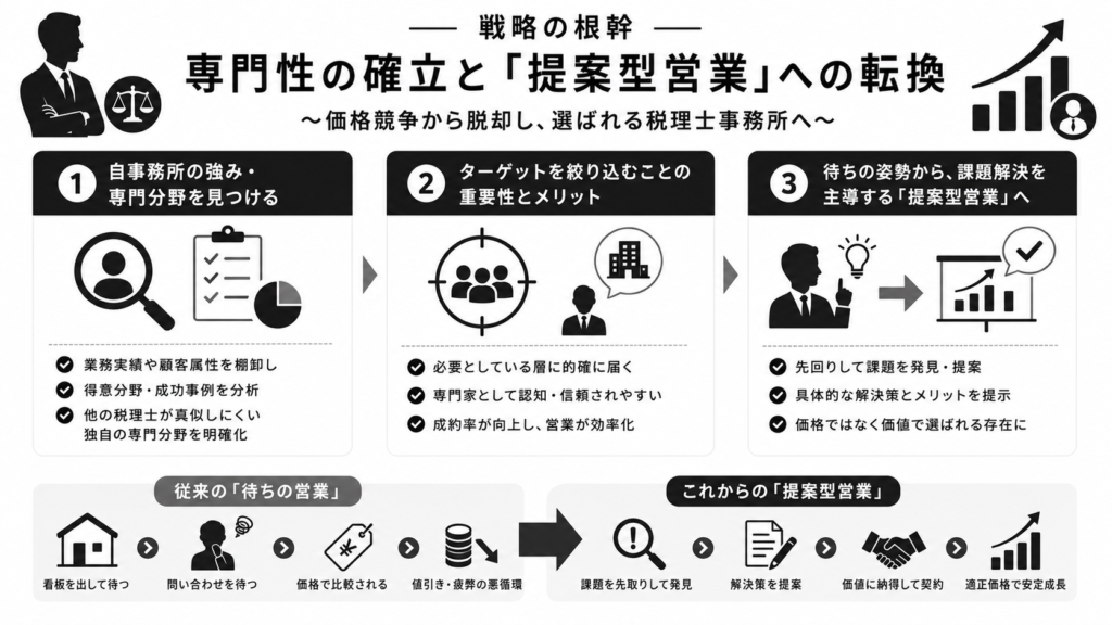 戦略の根幹：専門性の確立と「提案型営業」への転換