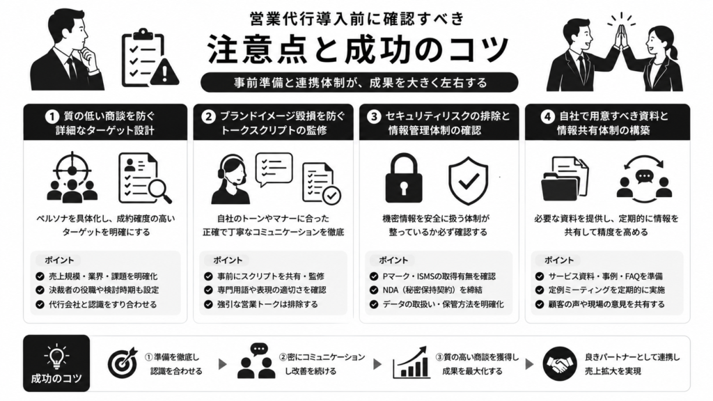 営業代行導入前に確認すべき注意点と成功のコツ