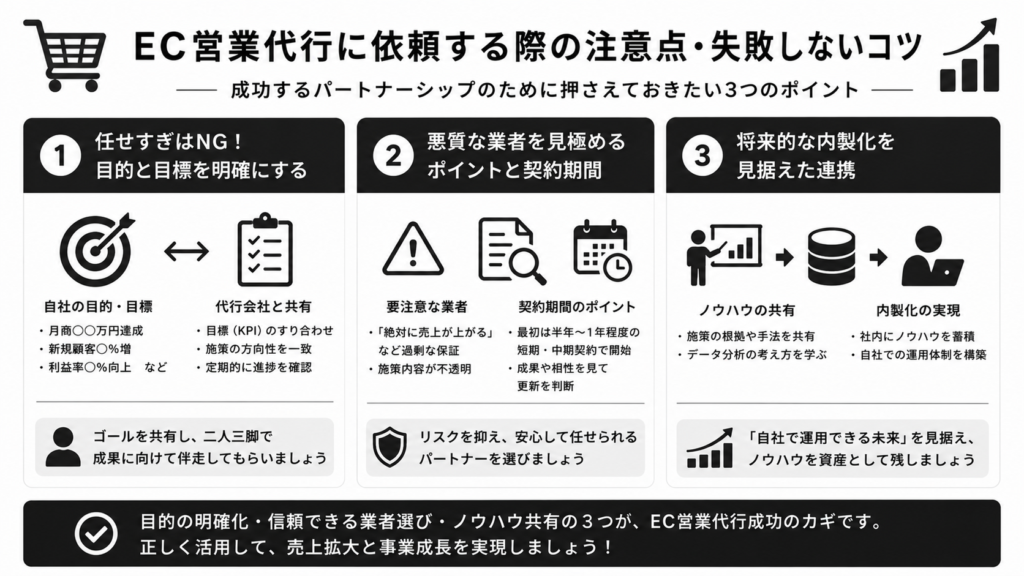 EC営業代行に依頼する際の注意点・失敗しないコツ