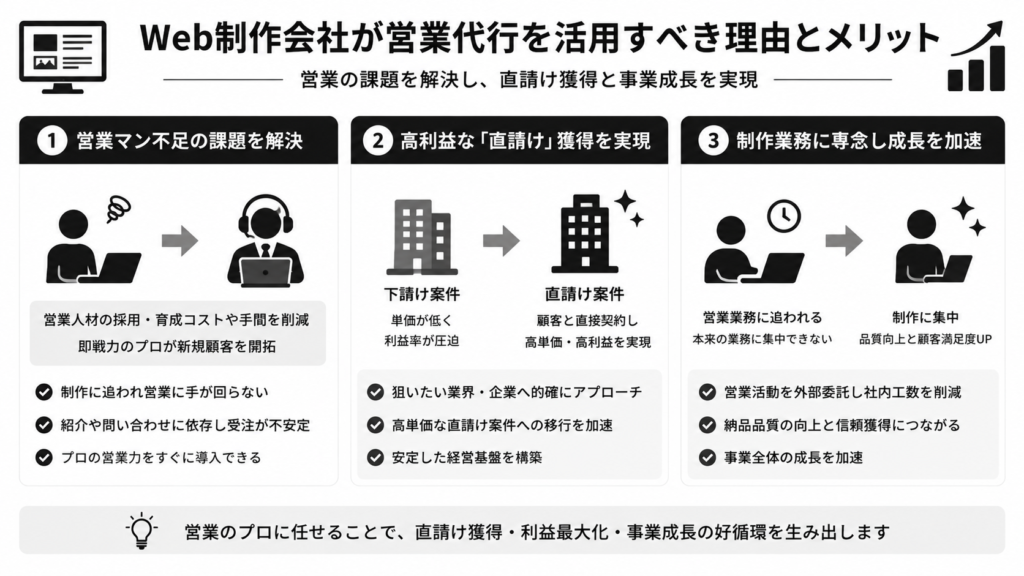 Web制作会社が営業代行を活用すべき理由とメリット
