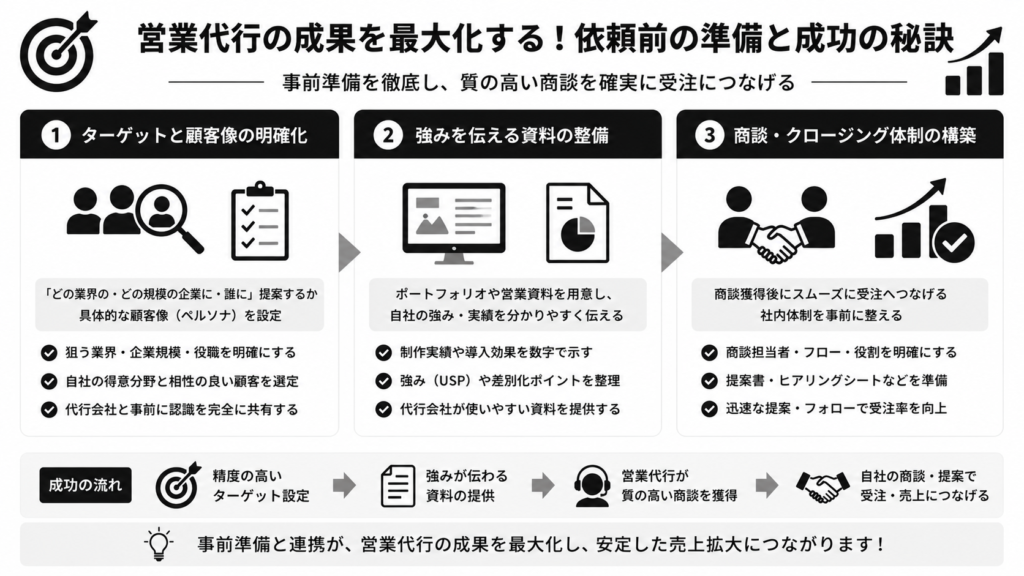 営業代行の成果を最大化する！依頼前の準備と成功の秘訣