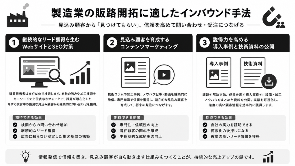 製造業の販路開拓に適したインバウンド手法