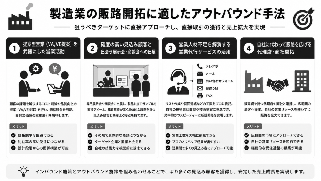 製造業の販路開拓に適したアウトバウンド手法