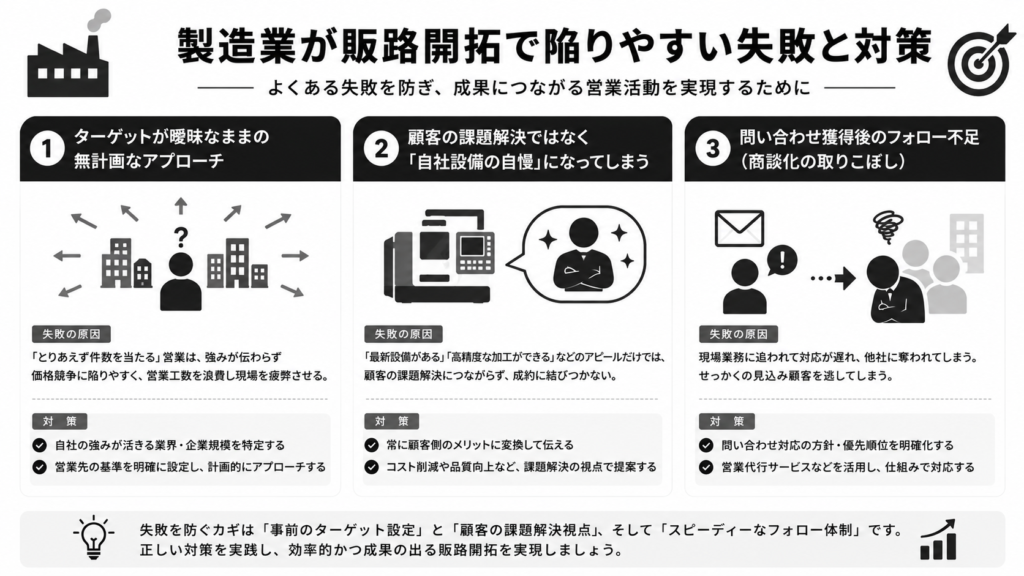 製造業が販路開拓で陥りやすい失敗と対策