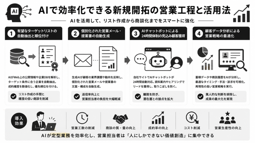 AIで効率化できる新規開拓の営業工程と活用法